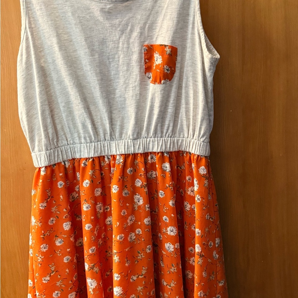 Orange Floral Kids Dress